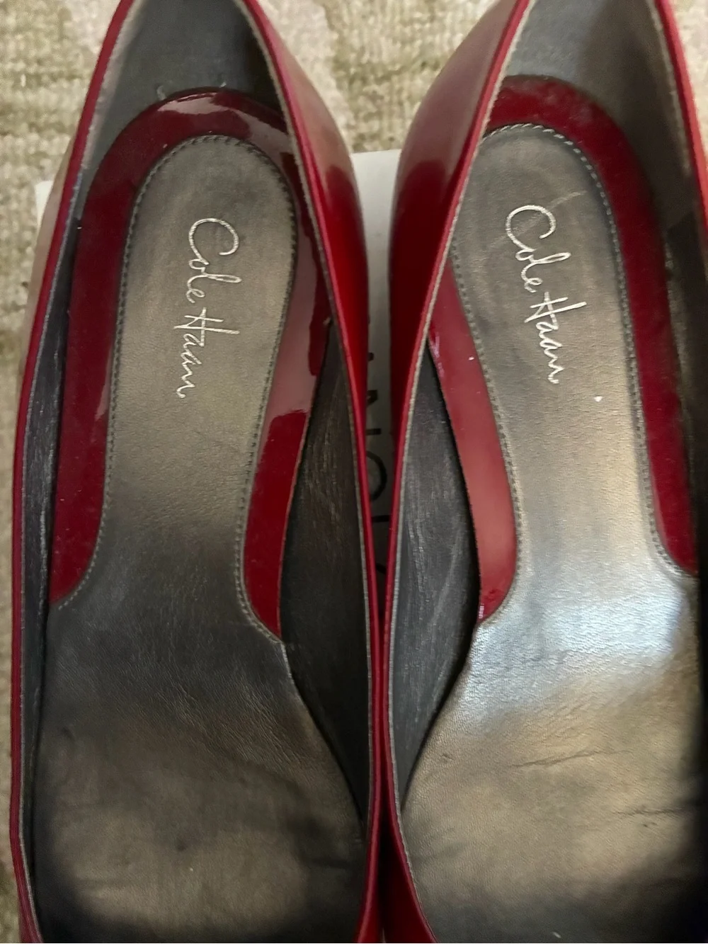 Cole Haan Women's Red Patent Leather Peep-Toe Flats
